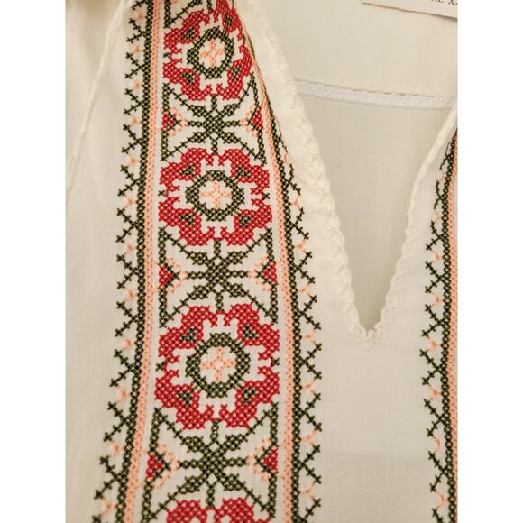 Alina Bradu Womens Size XL Embroidered Top BOHO Peasant Blouse Folk Shirt Floral - Picture 5 of 7